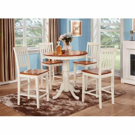 EAST WEST FURNITURE 3PC Set Jackson Counter Height Table in Buttermilk and Cherry Finish JAVN3-WHI-W